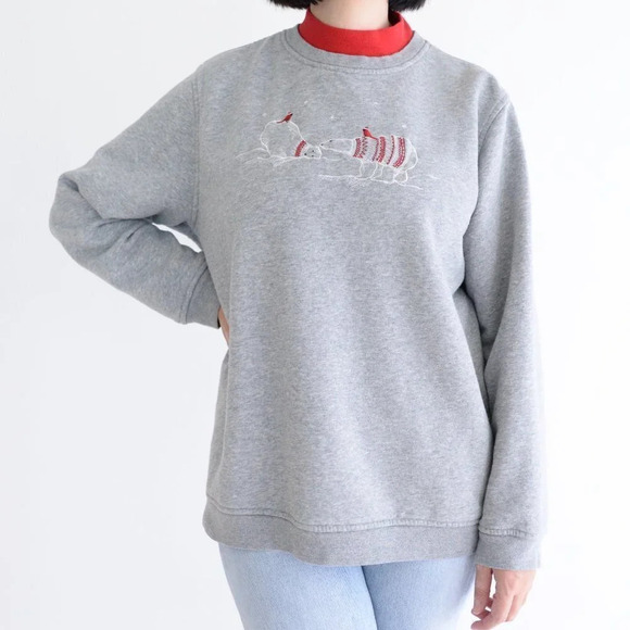 Vintage Grey Polar Bear Winter Mockneck Sweater - Picture 1 of 11